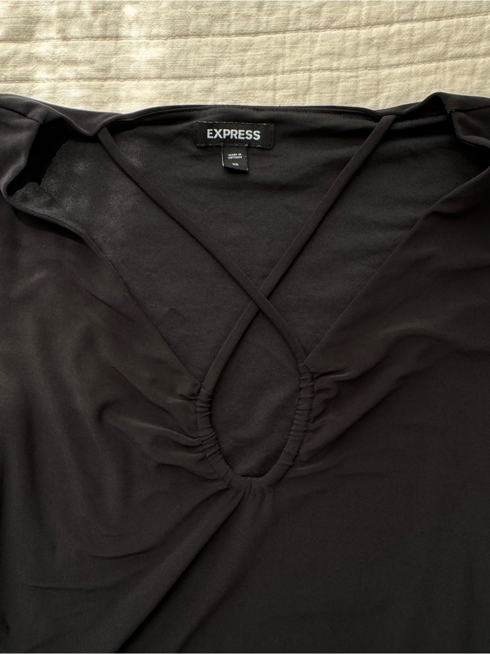 Express Black Crisscross Keyhole Top